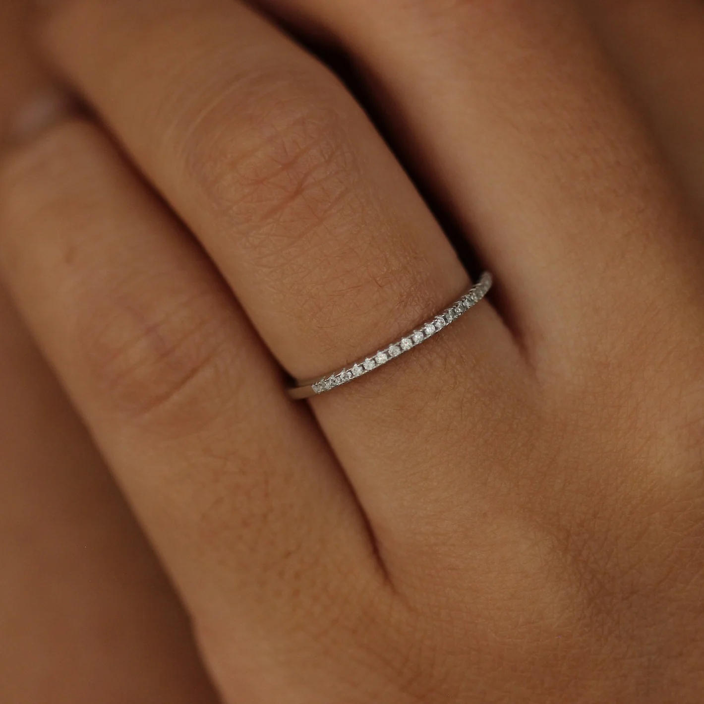 Half Eternity Pavé Ring 1mm - Image 4