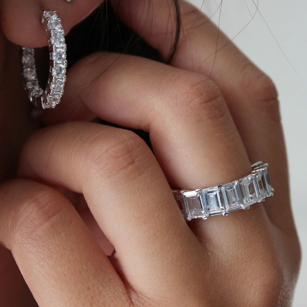 Paris Silver Hoop Earrings - Image 3