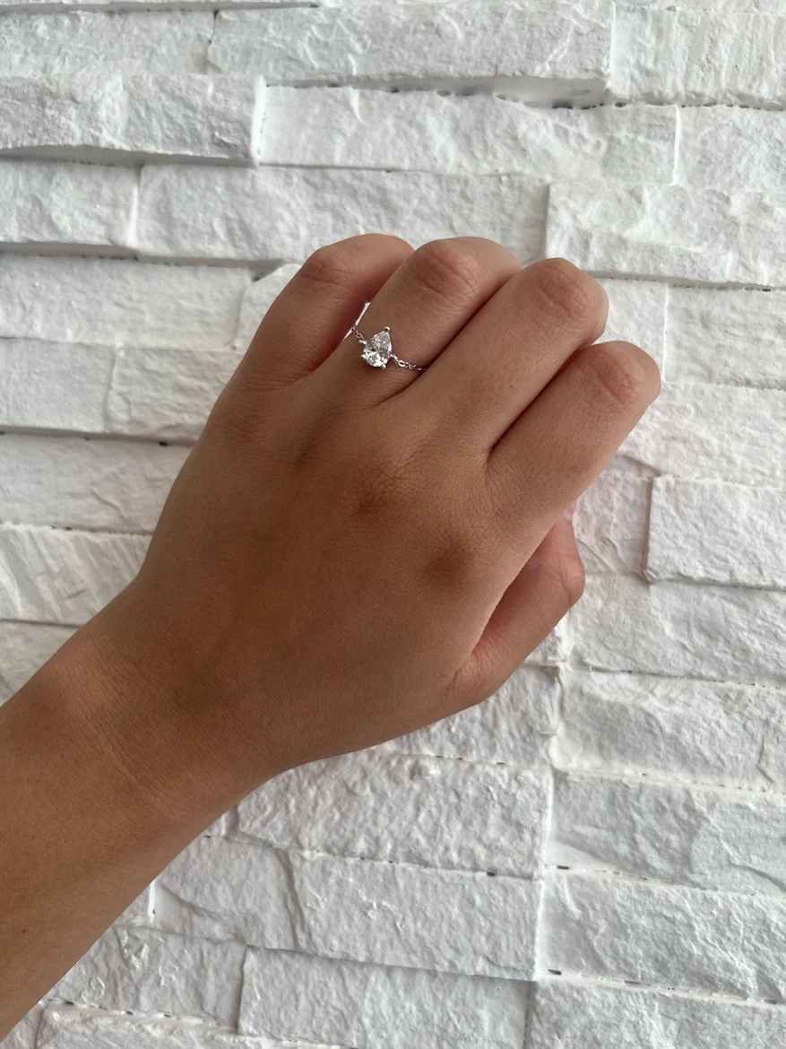 Pear Adjustable Silver Ring - Image 3