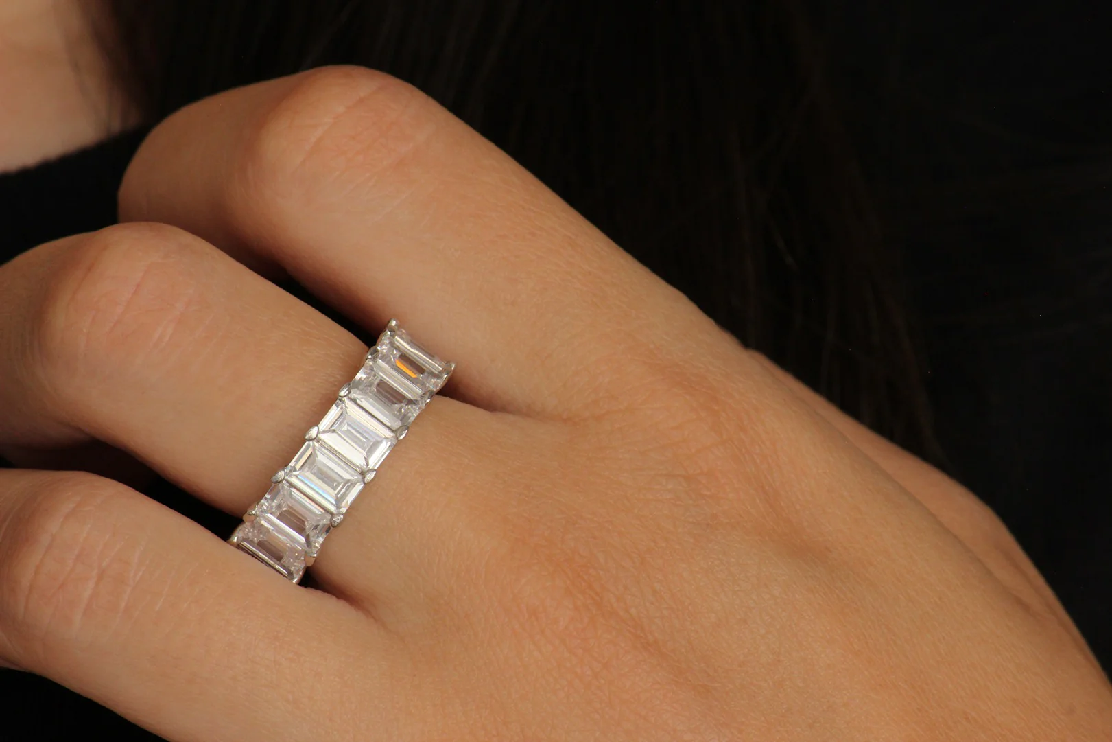 Salzburg Emerald Eternity Ring - Silver - Image 6