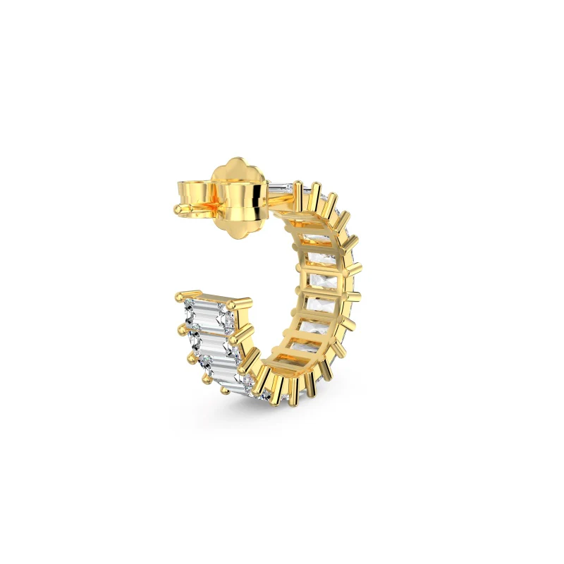Saskia Emerald Cut Gold Hoop Earrings - Image 4